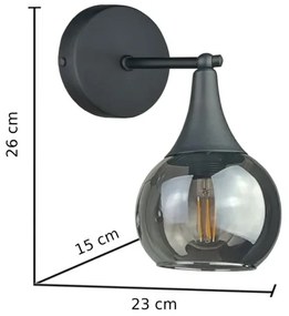 Nástenné svietidlo STAR 1xE27/60W/230V čierna/dymová čierna