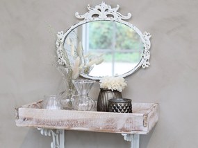 Krémové antik oválne nástenné zrkadlo s kvetmi Marionet - 35*2*29 cm