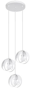 Závesné svietidlo Tulos 3p, 3x biele kovové tienidlo