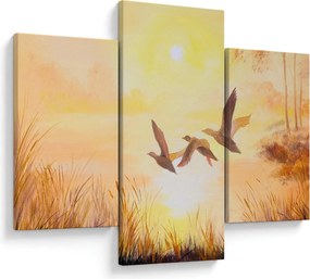 Obraz - Žeriavy pri západe slnka (90x60 cm)