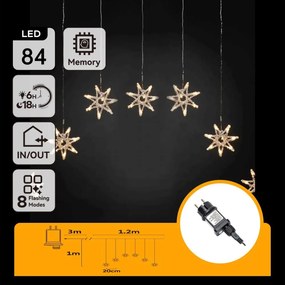 Aigostar - LED vonkajší vianočný reťaz 84xLED/230V 1,2x1m IP44 teplá biela vločky