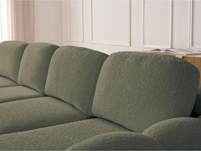 Zelená rozkladacia/s úložným priestorom rohová pohovka z textílie buklé (pravý roh/s leňoškou) Montaigne – Bobochic Paris
