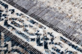 Moderný koberec TINE 75425A Rám, vintage, nepravidelný tvar, sivá, tmavo modrá Veľkosť: 195x290 cm