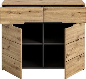 Komoda so zásuvkami Cano, 100 cm, šedá/dub artisan