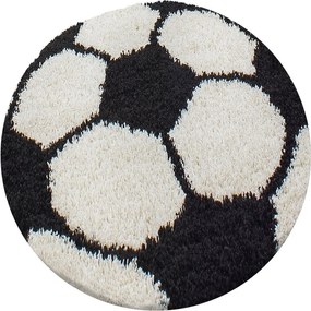 Ayyildiz, AKCIA: 120x120 (průměr) kruh cm Kusový koberec Fun 6001 black, šedá, detská izba