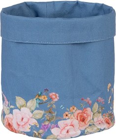 Modrý bavlnený košík na pečivo Flower & Fauna - Ø 15*16 cm