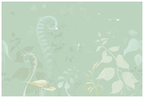 Samolepiaca tapeta abstraktné rastlinné zátišie v zelenom