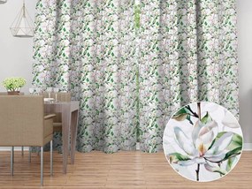 Biante Dekoračný záves TF-117 Kvety magnólie na bielom 140x220 cm