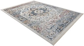 Koberec DISTIN 0834A tmavomodrá / modrá / žltá - ornament, vintage, strapce