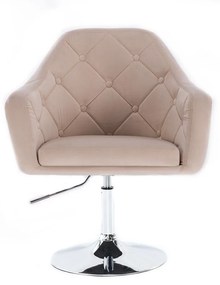 LuxuryForm DESIGN Kreslo ANDORA VELUR na striebornom tanieri - krémové