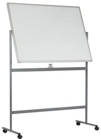 Mobilná biela magnetická tabuľa Basic, obojstranná, 90 x 120 cm