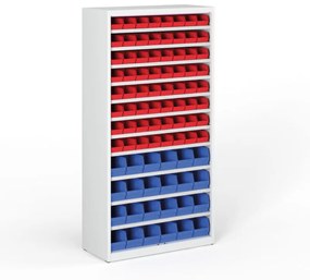 Regál s plastovými boxmi BASIC so zadnou stenou - 1800 x 400 x 920 mm, 64x A, 24x B