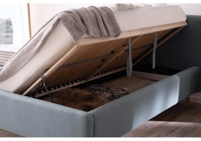 Sivomodrá čalúnená dvojlôžková posteľ s úložným priestorom s roštom 180x200 cm Mattis – Meise Möbel