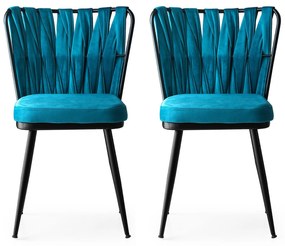 Sada 2 ks jedálenských stoličiek Kusakli modrá/čierna