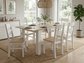 Rozkladací jedálenský stôl MADO 120/160x80 cm, biela/dub sonoma