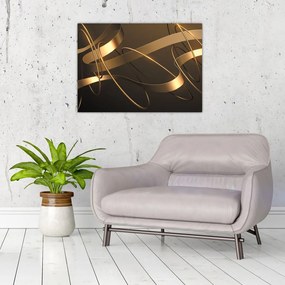 Sklenený obraz - Bronzové stuhy (70x50 cm)