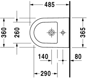Duravit Darling New - Závesný bidet Compact 485x365 mm, 1 otvor pre batériu prepichnutý, biela 2256150000