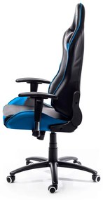 Herná stolička RUNNER — ekokoža, čierna/modrá