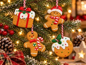 Súprava 4 ks vianočných ozdôb COOKIE CHRISTMAS 6 cm