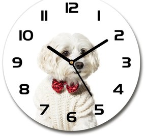 Sklenené hodiny okrúhle Maltázský psík pl_zso_30_c-f_190626474