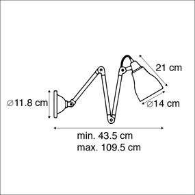 Priemyselná nástenná lampa sivá nastaviteľná - Mersey