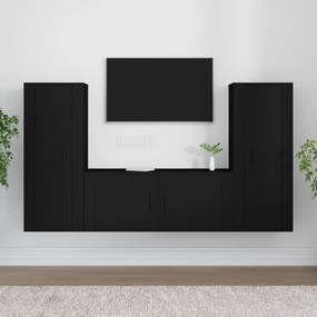 3-dielna súprava TV skriniek čierna spracované drevo 3188759