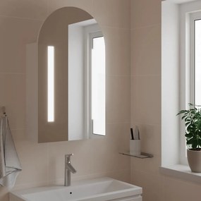 Kúpeľňová zrkadlová skrinka s LED oblúková biela 42x13x70 cm 357973