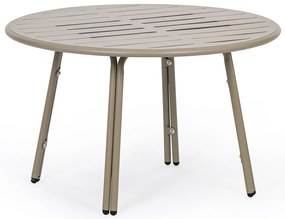Kovový bistro stôl VENTO, priemer 80 cm, na vonkajšie použitie, béžová