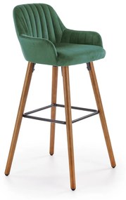 Barová stolička H-93 - tmavozelená / orech