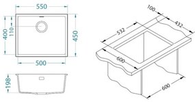 ALVEUS 1150051 - Kuchynský drez OMNI 55x45 cm granit/biela