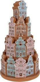 Svietiaca perníková veža z farebných chalúpok Gingerbread House - Ø 18*33 cm / 3*AAA