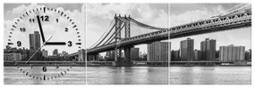 Gario Obraz s hodinami Brooklyn New York - 3 dielny Rozmery: 80 x 40 cm