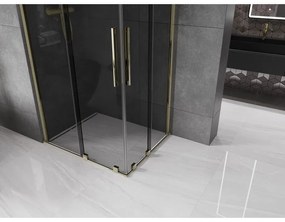 Mexen Velar Duo, sprchový kút s posuvnými dverami 100 x 90 cm, 8mm šedé sklo, zlatá lesklá, 871-100-090-42-50