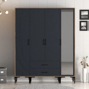 Šatníková skriňa Kiara STR (orech + antracit). Akcia -18%. Vlastná spoľahlivá doprava až k Vám domov. 1088456