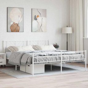 Kovový rám postele s čelom a podnožkou biely 180x200 cm 372250