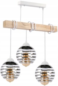 BERGE LED závesné stropné svietidlo, drevený trám, 3xE27 loft - biela
