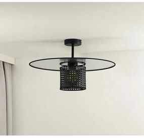 Duolla - Prisadený luster TOKYO RATTAN 1xE27/15W/230V pr. 50 cm čierna/strieborná
