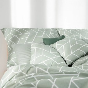 Goldea bavlnené posteľné obliečky - mozaika na šalviovom 140 x 200 a 70 x 90 cm