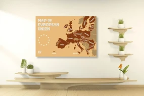 Obraz  moderná mapa Európskej únie v hnedom prevedení