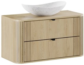 Závesná skrinka Ovalia s doskou a umývadlom 100 cm dub Cremona