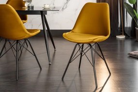 Nemecko -  Dizajnová stolička SCANDINAVIA MEISTERSTÜCK horčicovo žltá, zamat
