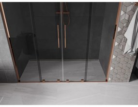 Mexen Velar L Duo, posuvné sprchové dvere do otvoru 200 cm, 8mm šedé sklo, ružové zlato, 871-200-003-42-60