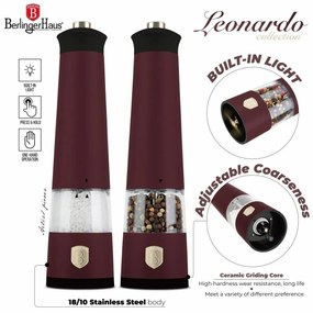 BerlingerHaus Elektrický mlynček na korenie a soľ Leonardo, 2 ks