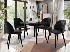 Okrúhly stôl Botiler FI 120 so 4 stoličkami ST100 04, Farby: čierny, Potah: Magic Velvet 2219