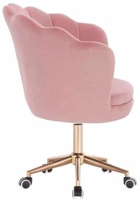 LuxuryForm DESIGN Kreslo FREY VELUR na zlatej podstave s kolieskami - ružová