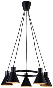 Candellux Čierno-zlatý závesný luster More pre žiarovku 5x E27 35-71163