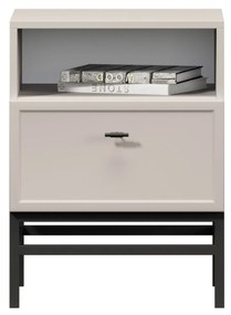 Nočný stolík Lorini 45 cm na stojane - kašmírová / čierna úchytka T