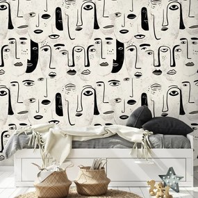 Samolepiaca tapeta abstraktné čiernobiele tváre