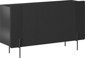 Komoda Malmi 150 cm trojdverová - čierny mat / čierne nohy