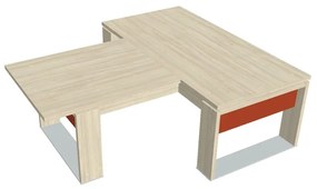 Stôl Verno+ S 200 x 220 cm s rokovacím prvkom, agát / oranžová